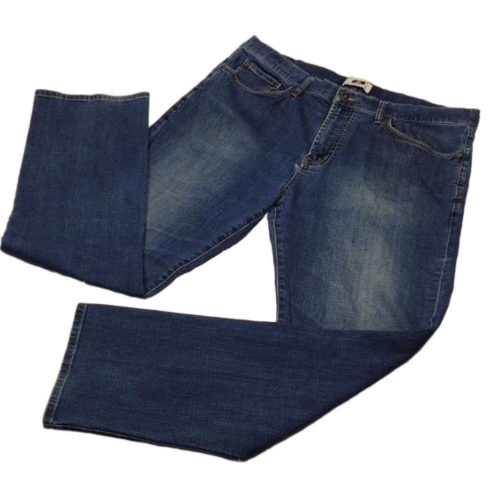 Joseph Abboud Classic Fit Blue Medium Wash Mid Rise Zip Fly Straight Leg Jean